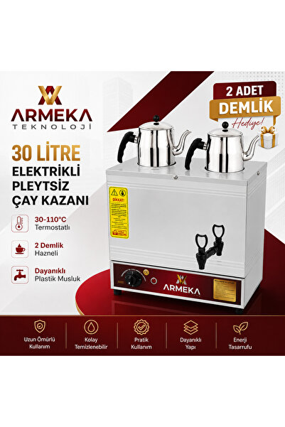 Armeka Eko Model Çay Kazanı 30 Litre Pleytsiz Eko Plastik Musluklu Çay Makine...