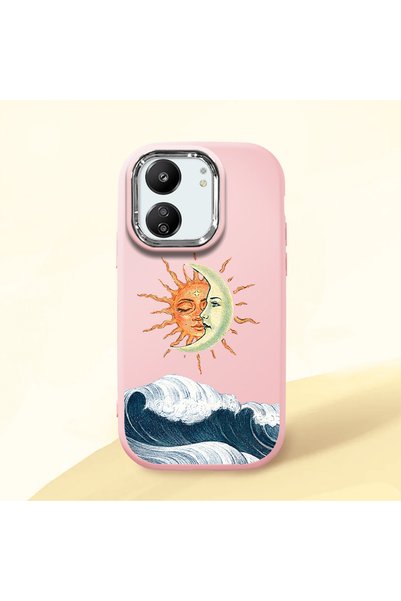 ucuc Pink Silicone Case for Redmi 13C 4G/5G Compatible with Retro Style Sun M...