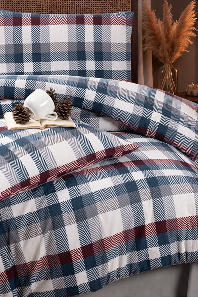 First Choice Delvin 100% Cotton Flannel Double Duvet Cover Set