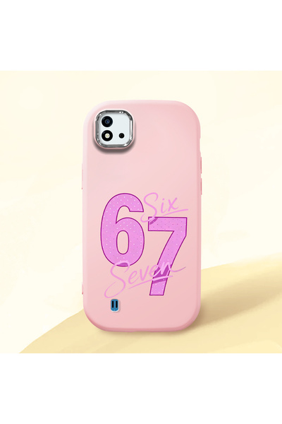 ucuc حافظة سيليكون وردية اللون متوافقة مع Realme C20/C20A مع نمط مكتوب عليه ر...