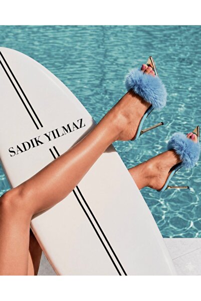 Sadık Yılmaz Women's Summer 11cm Thin Heeled Slippers - 574 5555 - Baby Blue ...