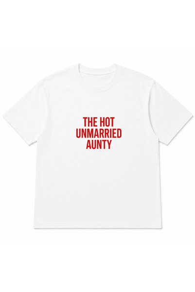 Mercher Club تي شيرت The Hot Unmarried Aunty مطبوع كبير الحجم للجنسين