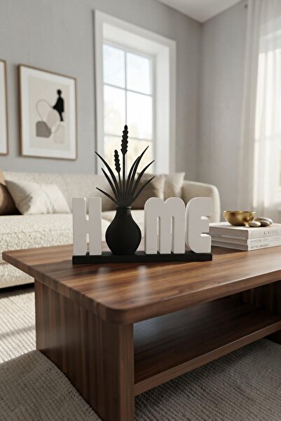 Sansayn3d Minimalist HOME Yazılı Vazolu Masaüstü Biblo - Modern Ev Ve Salon D...