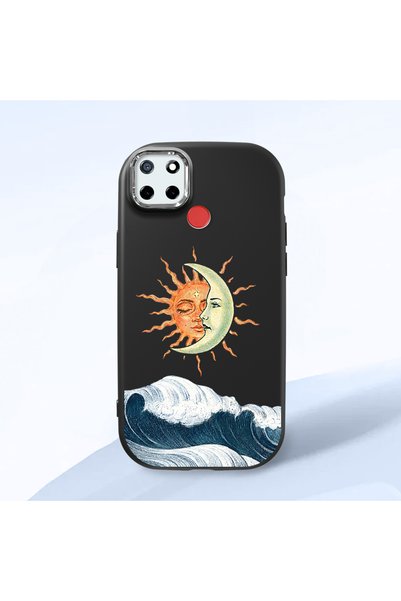 ucuc Realme C25/C25S Compatible Retro Style Sun Moon Sea Wave Pattern Shock A...