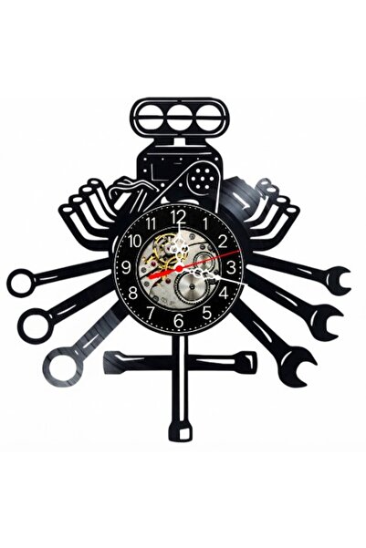 OEM Декоративен стенен часовник от винилова плоча, Модел V8 двигател, Гаражни...