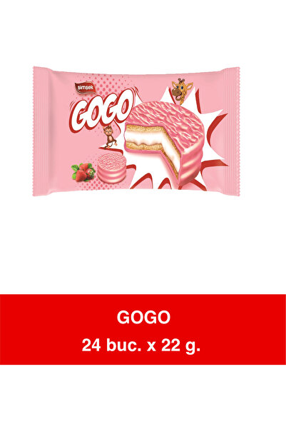 ŞİMŞEK Gogo – Biscuiți cu marshmallow și înveliș cu aromă de căpșuni – 22g x 24