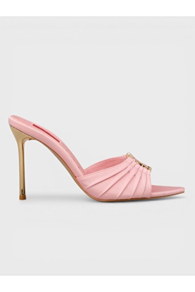 Sadık Yılmaz Kadın Yazlık 11cm İnce Topuklu Terlik - 574 56657 - Pembe Saten
