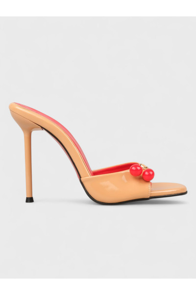 Sadık Yılmaz Women's summer 11cm stiletto heel slippers - 233 2674 - nude pat...