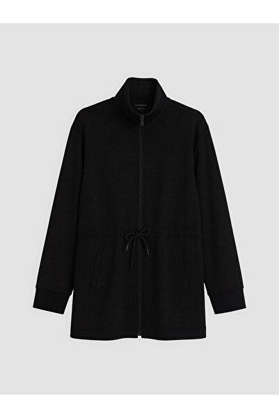LC Waikiki Lcw Modest Black Soft Touch Women's Zippered Sweatshirt