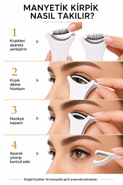 Mas'dala EGAR Manyetik Mıknatıslı Kirpik ve Aplikatör Seti Yapıştırıcısız Hızlı Doğal Görünüm