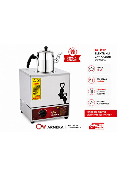 Armeka Eko Model Çay Kazanı 10 Litre Pleytsiz Eko Plastik Musluklu Çay Makine...
