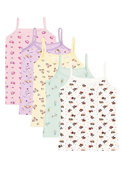 tatlıcottonkids Cotton Girls' T-Shirt Set of 5