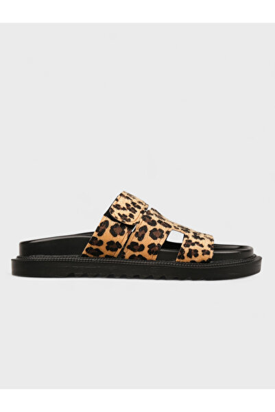 Sadık Yılmaz Women's Summer Flat Slippers - 230 3186 - Leopard Suede