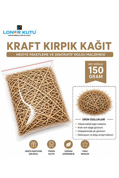 Loner Kutu Kırpık Kırpıntı Kağıt 150gr Kraft Renkli Süs Dolgu Malzemesi Paper...