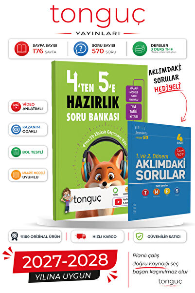 Tonguç Yayınları 4'ten 5'e Hazırlık Soru Bankası + Aklımdaki Sorular Hediyeli...