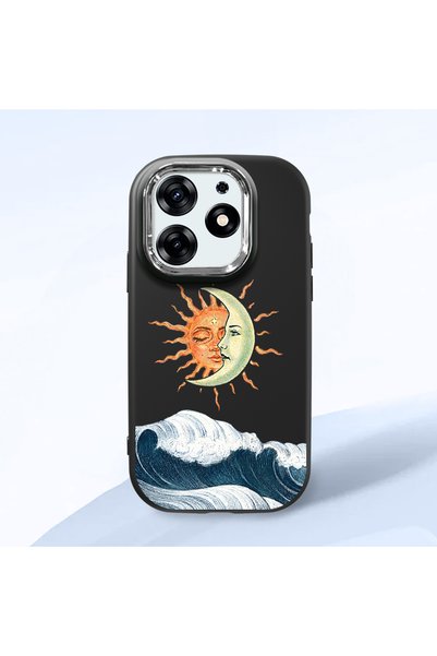 ucuc Tecno Spark 10 Pro(Ki7) Compatible Retro Style Sun Moon Sea Wave Pattern...