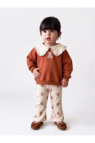 Tufitto Baby Kız Bebek Ayıcık Baskılı Oversize 2'li Takım