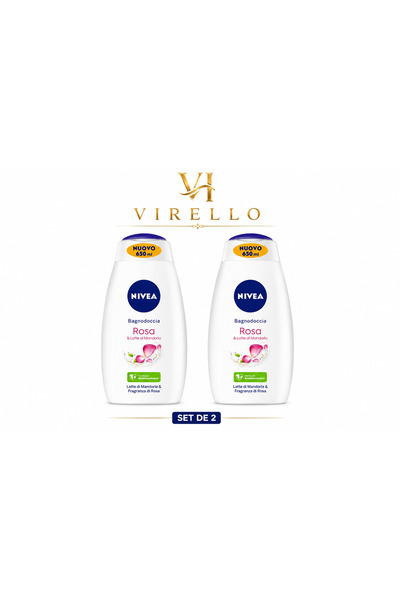 NIVEA Σετ 2 τεμαχίων Αφρόλουτρα με Ρόζα & Γάλα Αμυγδάλου, 650 ml το καθένα