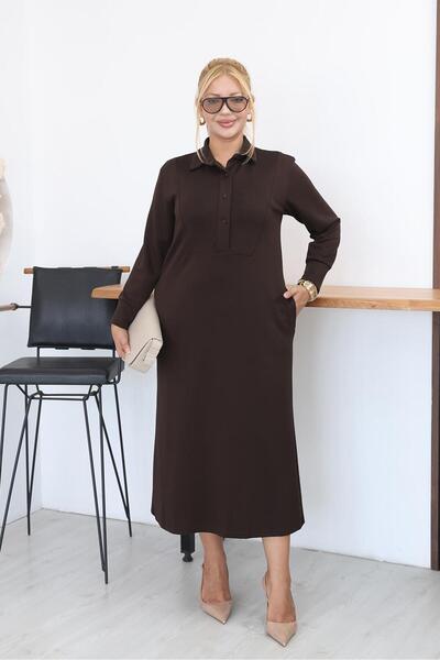 Siyezen Plus Size Button Detailed Modal Fabric Suit