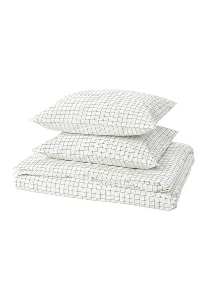 IKEA Çift Kişilik Beyaz Nevresim Takımı 240x220 cm Pamuklu Yumuşak
