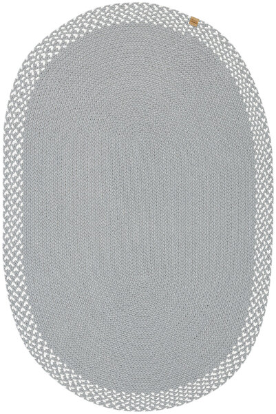 Cool Halı Glenn Gri Krem Oval Pamuklu Kilim El Dokuması Örgü Çift Taraflı Yık...