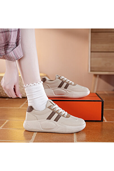 dorbe Women's Striped Sports Lace-Up Sneakers