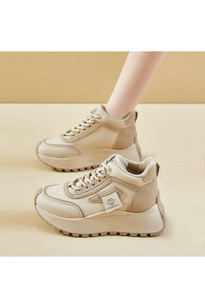 dorbe Women's Khaki Chunky Lace-Up Sneakers