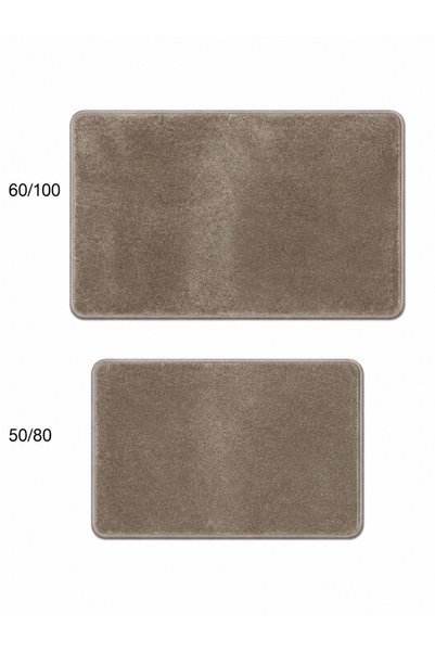 Lionhome Plush Bath Mat Toilet Mat Set of 2 Washable Color Mink Non-Slip Base Without Fringe50X80(Square)60X100(Square)