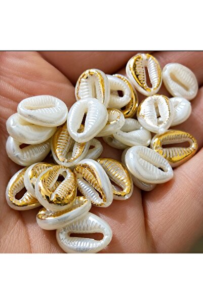 yiğit aksesuar Beyaz Gold 20 Adet Deniz Ürünleri sedefli Deniz Kabuğu İnci bo...