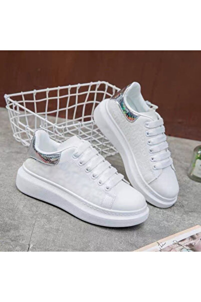 dorbe Women's White Lace-Up Sneakers