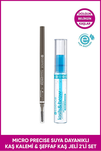 Essence Micro Precise Suya Dayanıklı Kaş Kalemi No: 04 & Şeffaf Kaş Jeli 2'li...