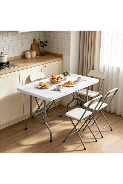Generic Brand Folding Dining Table，Heavy Duty Plastic Table with Carry Handle...