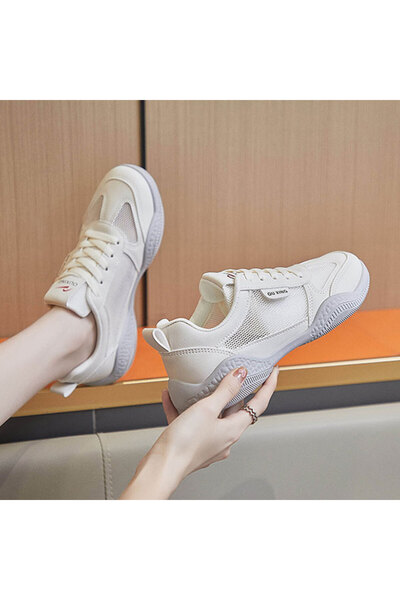 dorbe Women's Beige Mesh Sneakers