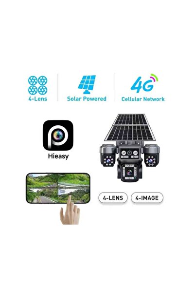 AOV International Cameră de supraveghere profesională 4G LTE 20MP 4K UHD – Sistem solar cu 4 lentile, 4G LTE, Panouri fotovoltaice duble, Viziune nocturnă