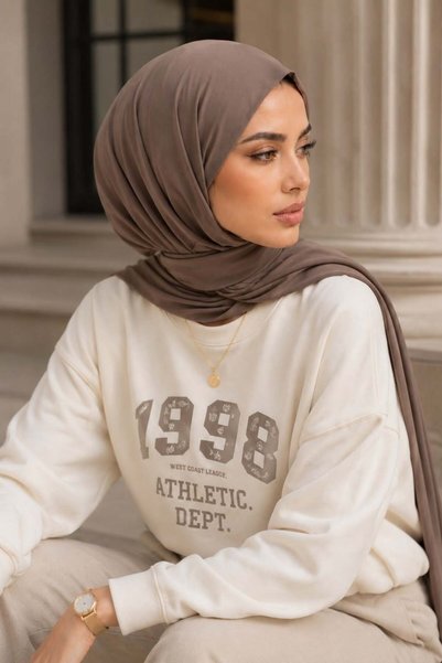 Aişe tesettür Vizon Çıtçıtlı Şal - Bone Şal - Hazır Eşarp Şal