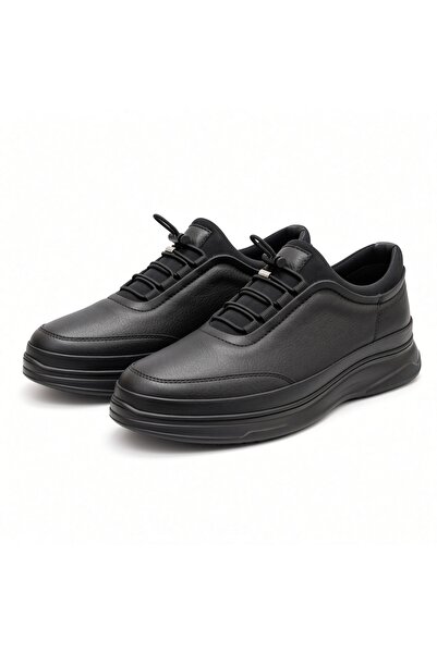 Kemal Aygün Men's Black Genuine Leather Breathable Micro-Cooled Sole Casual S...
