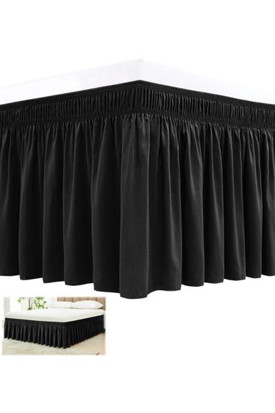 Morvena Picks Fustă de pat cu colț elastic, neagră, 150 x 200 cm, cu lungime ...