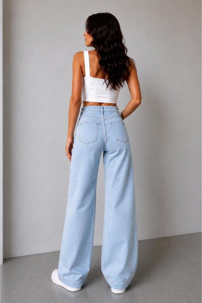 LA TUBA High Waist Wide Leg Palazzo Jeans