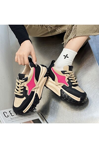 dorbe Women's Black Pink Chunky Sneakers