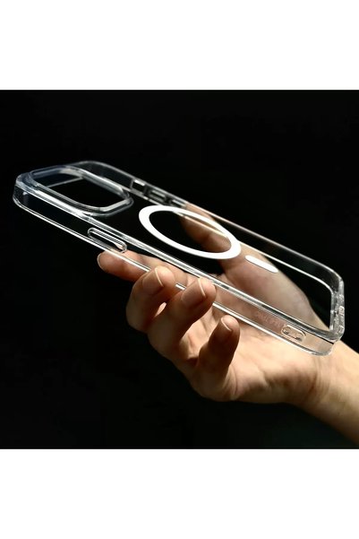İtarz Compatible with iPhone 16Pro Non-Yellowing Transparent Magsafe Case Pc Mica Material Ultra Thin Non-Yellowing Cover