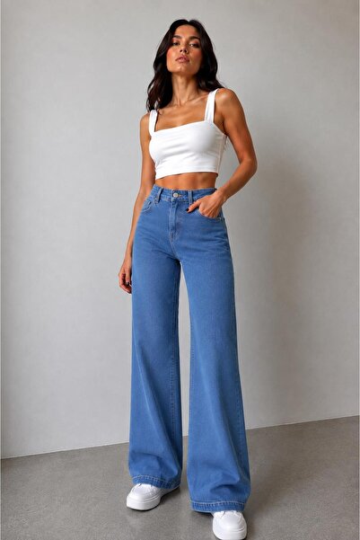 LA TUBA High Waist Wide Leg Palazzo Jeans