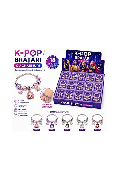 SHOP LIKE A PRO Brățară Elastică K-POP cu Charmuri, Modele Asortate, Accesori...
