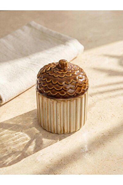 LC Waikiki Ceramic Sugar Bowl with Mixed Stripes and Acorn Figures (W6)