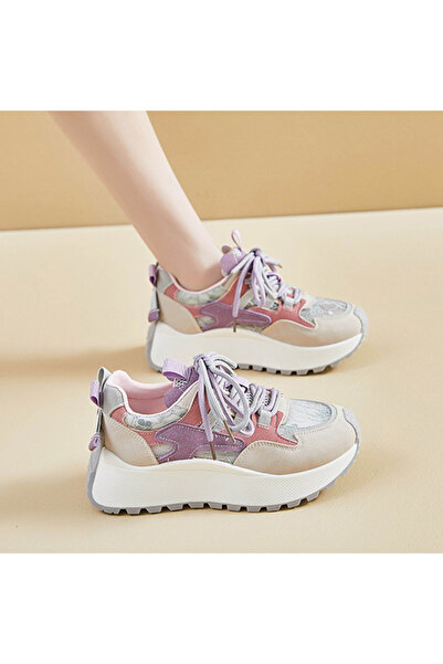 dorbe Women's Purple Mesh Lace-Up Sneakers