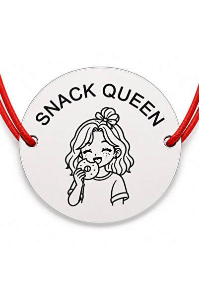 Simoshop Bratara argint 925 cu banut gravat SNACK QUEEN, snur rosu reglabil, ...
