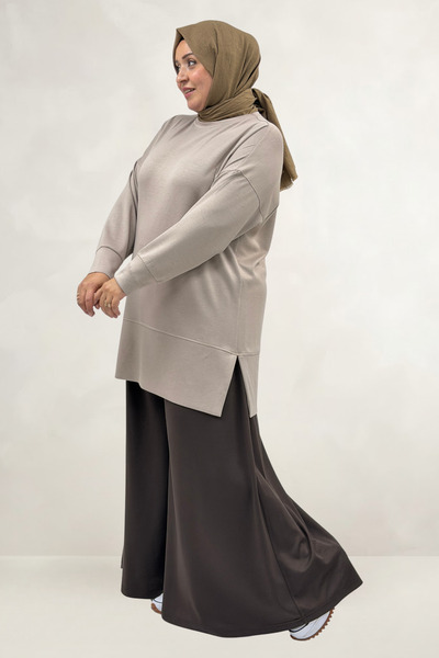 Eslina 68087 Plus Size Low Sleeve Modal Tunic - Mink