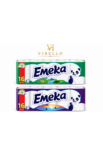 EMEKA Hârtie igienică 3 straturi, Set 2 pachete x 16 role, Mountain Fresh & P...
