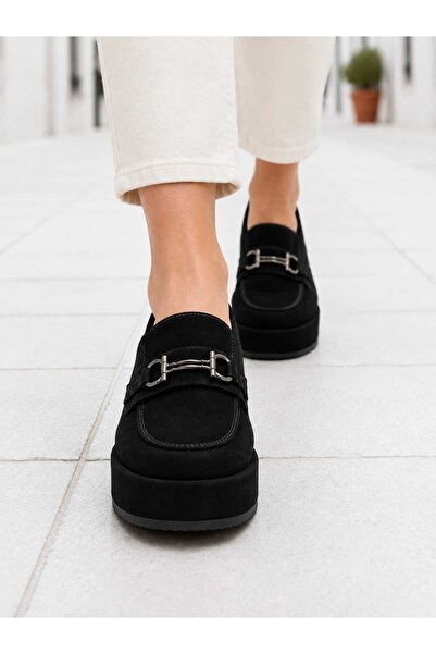 Oneka Shoes Kadın Günlük Loafer Siyah süet 280826KLSSSY1411