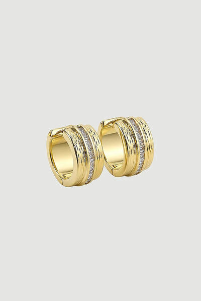 Gusto Stone Striped Earrings - Gold