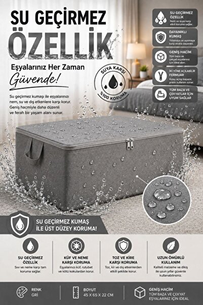 Genel Markalar Gri/Lacivert Büyük Boy Baza Altı Ve Çekyat Tipi Hurç 65 X 45 X...
